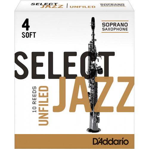 RRS10SSX4S Select Jazz Unfiled Трости для саксофона сопрано, размер 4 мягкие (Soft), 10шт, Rico RRS10SSX4S Select Jazz Unfiled Трости для саксофона сопрано, размер 4 мягкие (Soft), 10шт, Rico