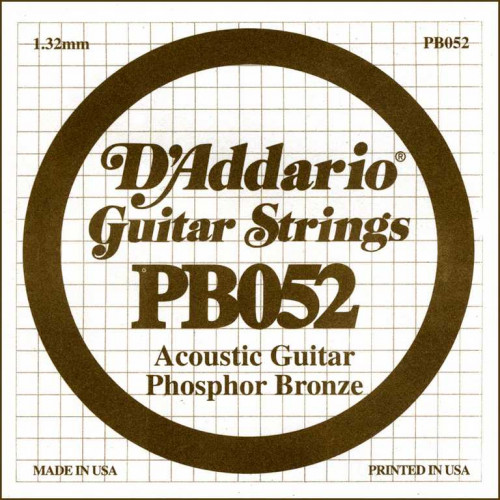 PB052 Phosphor Bronze Отдельная струна для акустической гитары, фосфорная бронза, .052, D'Addario PB052 Phosphor Bronze Отдельная струна для акустической гитары, фосфорная бронза, .052, D'Addario