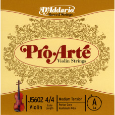 J5602-4/4M Pro-Arte Отдельная струна А/Ля для скрипки размером 4/4, среднее натяжение, D'Addario