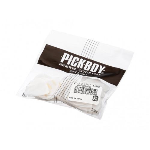 GP-03/075 Celluloid Vintage Classic White Медиаторы 50шт, толщина 0.75мм, Pickboy