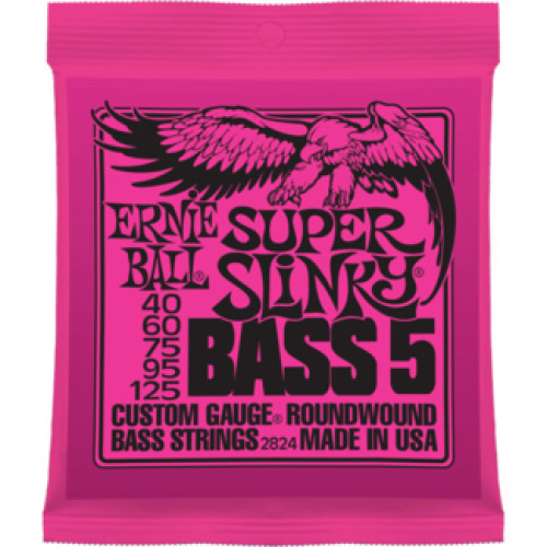 P02824 Super Slinky Bass Комплект струн для 5-струнной бас-гитары, 40-125, никель, Ernie Ball P02824 Super Slinky Bass Комплект струн для 5-струнной бас-гитары, 40-125, никель, Ernie Ball