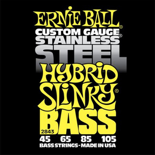 P02843 Stainless Steel Hybrid Slinky Комплект струн для бас-гитары, 45-105, сталь, Ernie Ball P02843 Stainless Steel Hybrid Slinky Комплект струн для бас-гитары, 45-105, сталь, Ernie Ball