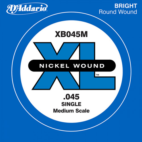 XB045M Nickel Wound Отдельная струна для бас-гитары, никелированная, 045, D'Addario