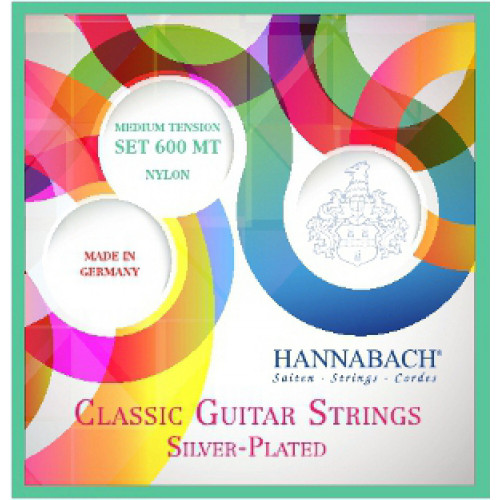 600MT Silver-Plated Green Комплект струн для классической гитары, среднее натяжение, Hannabach