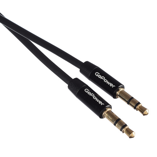 00-00027480 Кабель AUX 3.5мм (m)- 3.5мм (m), 2.0м, TPE черный, в пакете, GoPower