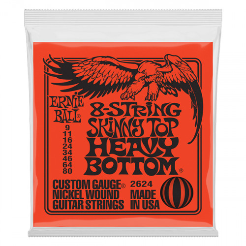 P02624 Skinny/T Heavy/B Slinky Комплект струн для 8-стр электрогитары, никелиров., 9-80, Ernie Ball P02624 Skinny/T Heavy/B Slinky Комплект струн для 8-стр электрогитары, никелиров., 9-80, Ernie Ball