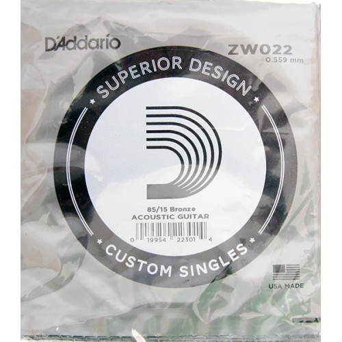 ZW022 Отдельная струна для акустической гитары, бронза 85/15, 022, D'Addario